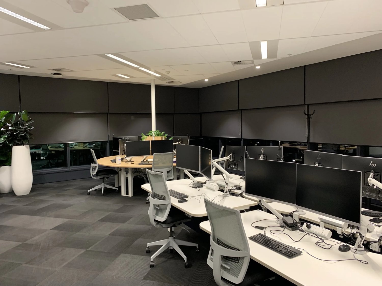 Roller blinds installed in an education setting