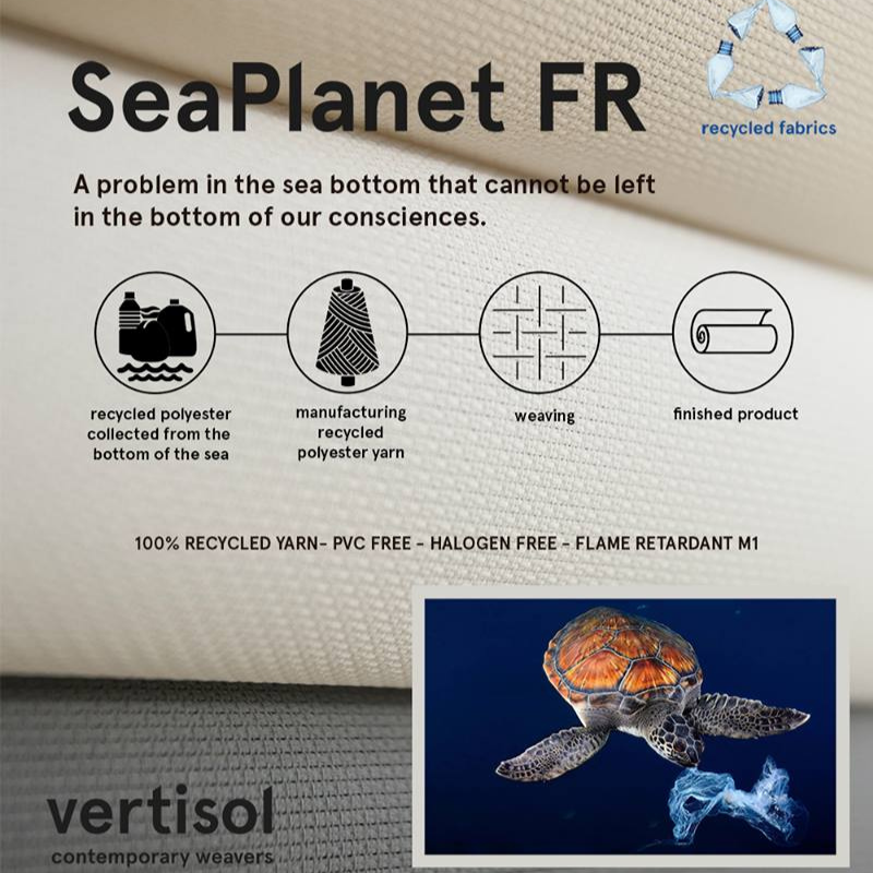 SeaPlanet FR recycled ocean-plastic commercial roller blind fabric